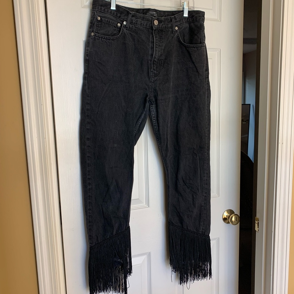 Zara Black Fringe Jeans